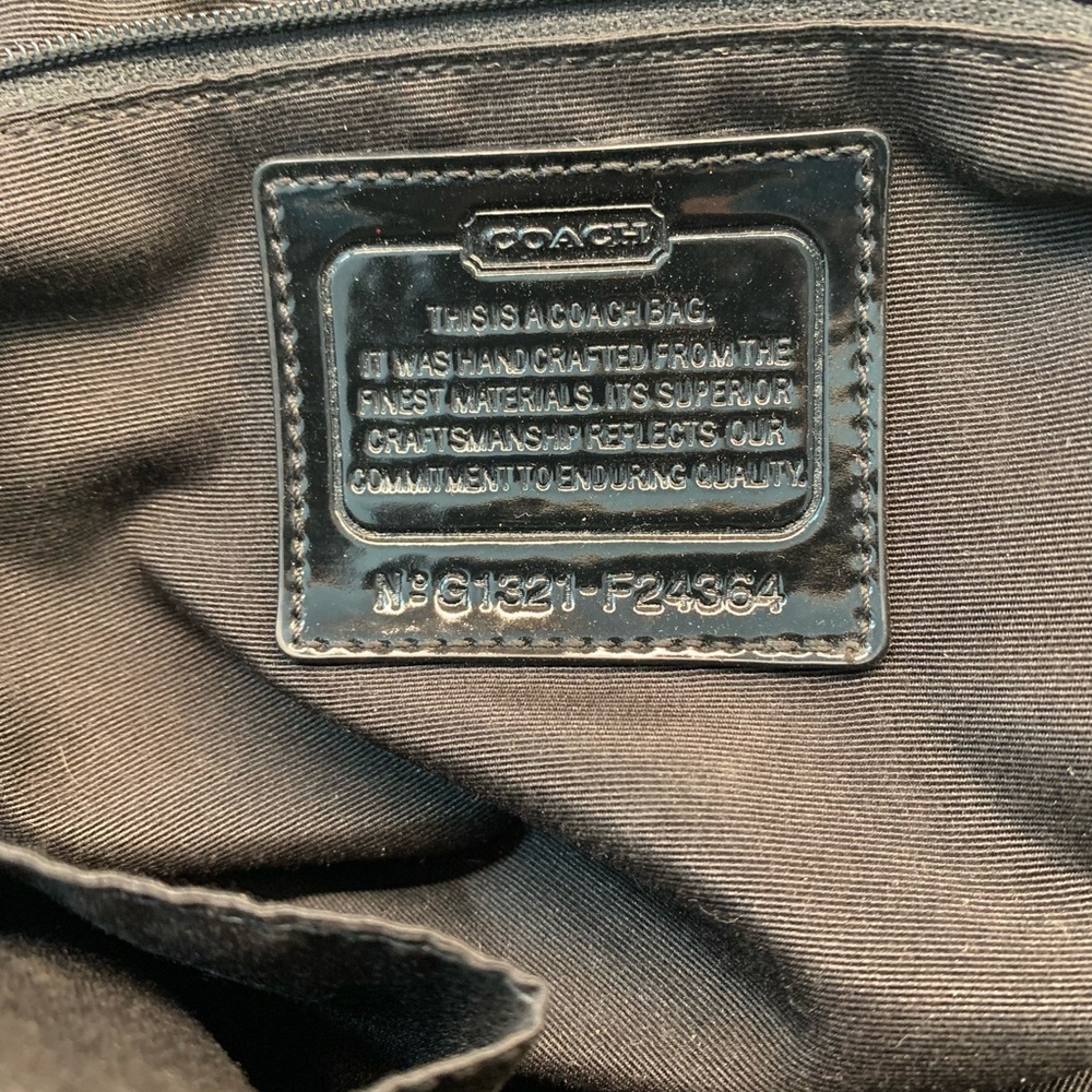 Coach Black Patent Leather White Logo Jacquard Bag - Picture 3 of 11